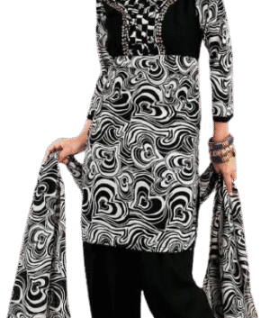 Black & White Printed Salwar Suit for Women