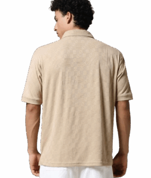 Beige Textured Polo T-Shirt