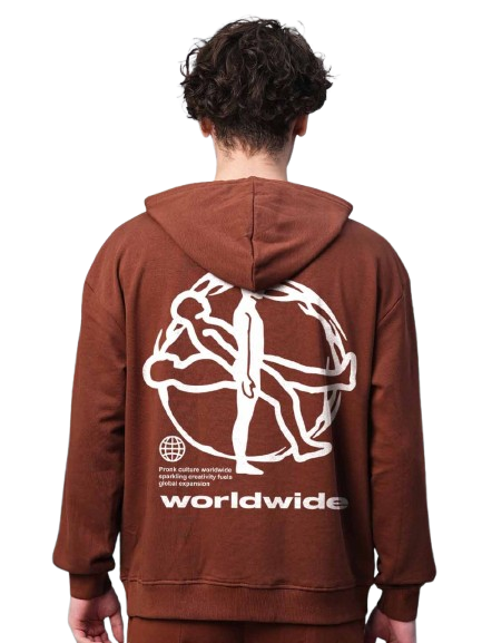 Brown Graphic Print Hoodie