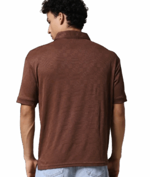 Brown Textured Polo T-Shirt