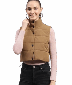 Chic Tan Quilted Sleeveless Jacket