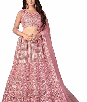 Designer Baby Pink Heavy Embroidered Lehenga Choli with Dupatta