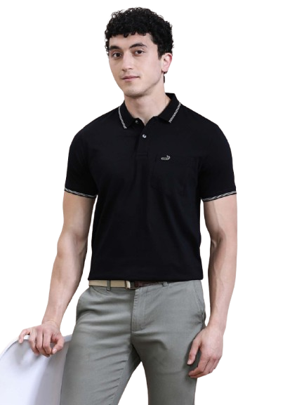 Elegant Contrast Collar Polo T-Shirt