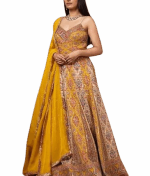 Designer Strappy Ethnic Gown with Heavy Dupatta