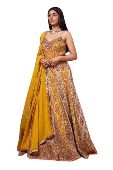 Designer Strappy Ethnic Gown with Heavy Dupatta