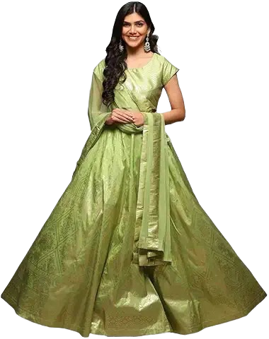 Elegant Light Green Silk Lehenga Choli with Dupatta
