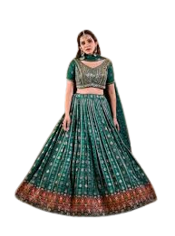 Emerald Green Designer Embroidered Lehenga Choli