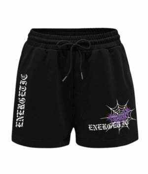 Black “Energetic” Graphic Print Casual Shorts